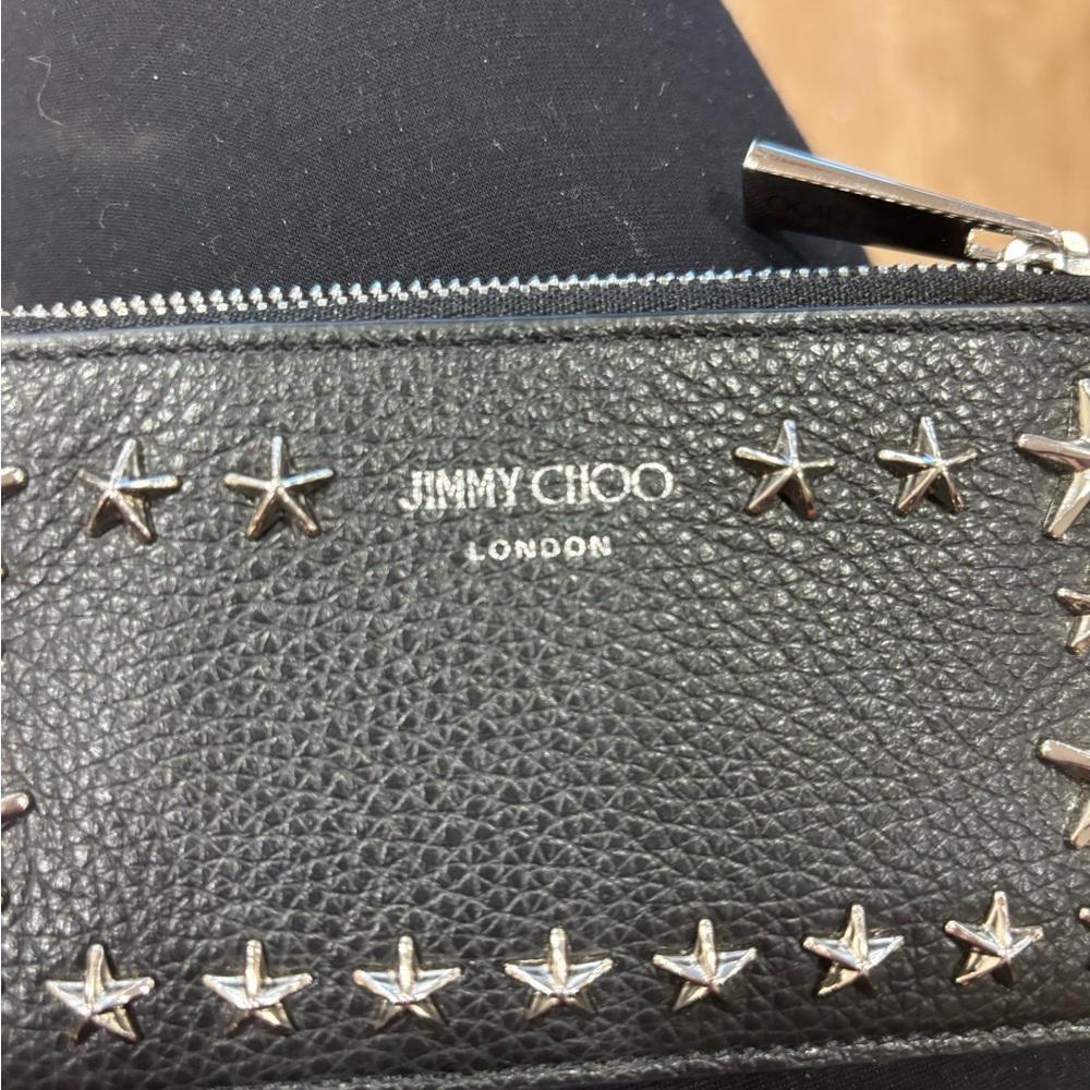 Jimmy Choo Black Wallet with Silver Star Accent Studs NWOT